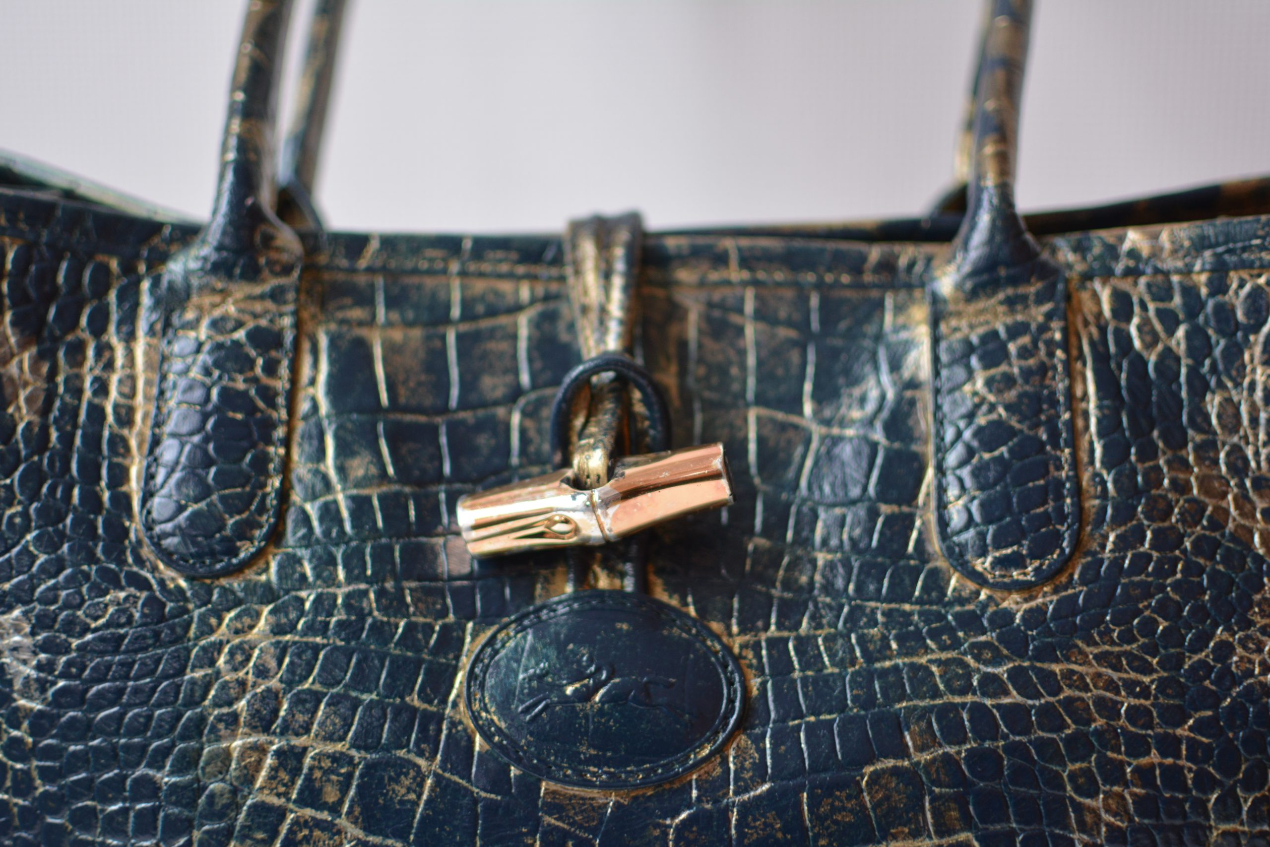 Sac Cabas Longchamp Roseau Upcyclé – Version Bleu et Or par AK – Image 4